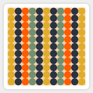 Dotty Stripes Geometric Dot Stripe Pattern Orange Blue Green Mustard Beige Sticker